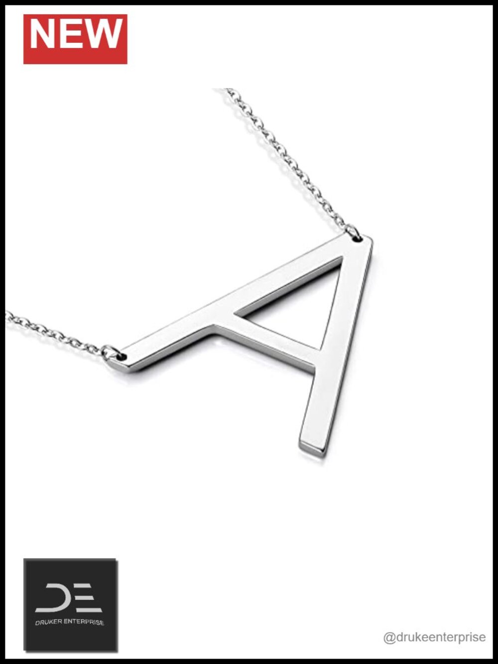 Sterling Silver Sideways Initial Necklace Women Big Letter Pendant Dainty